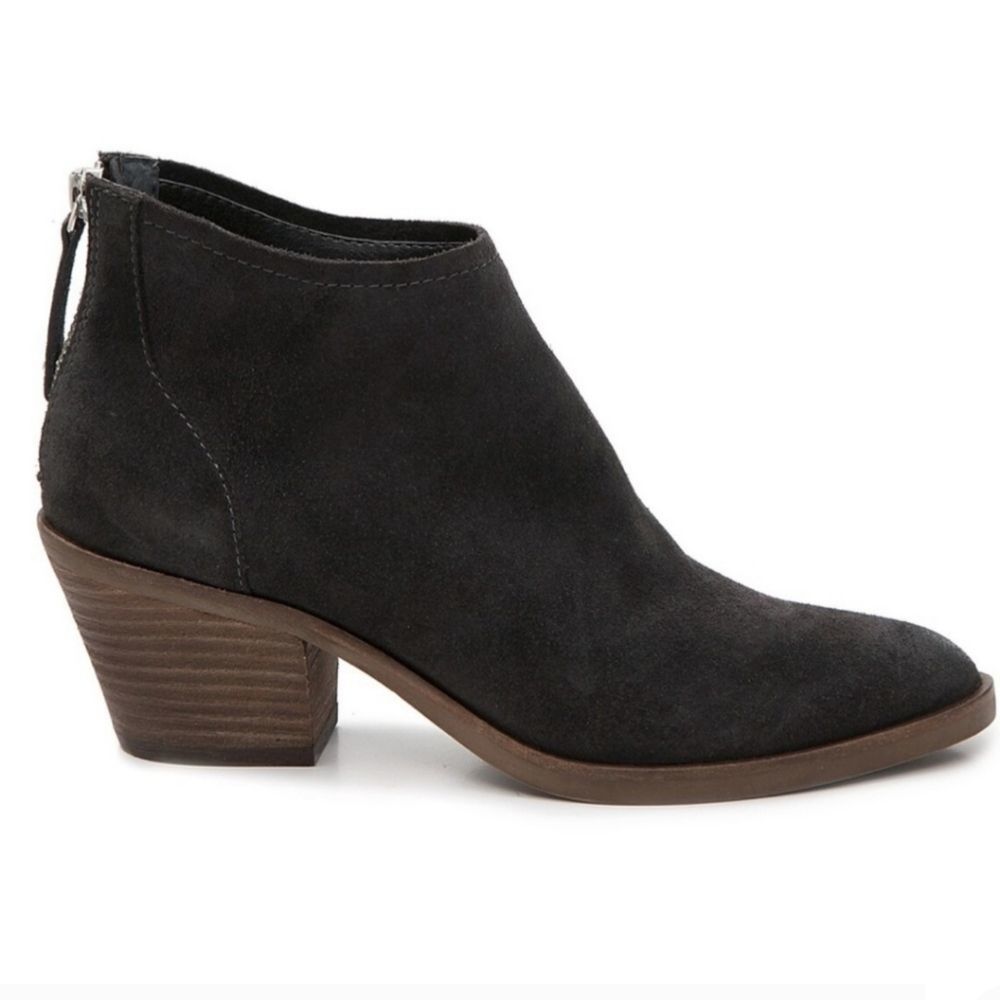 Dolce Vita Elisa Black Suede Stacked Heels Boho Festival Ankle Boots 10